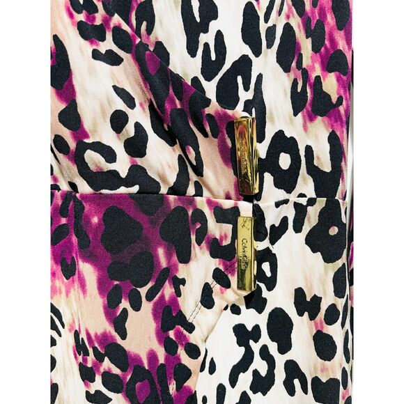 Calvin Klein wrap dress animal print career wear office siren business women 12 - Picture 3 of 6
